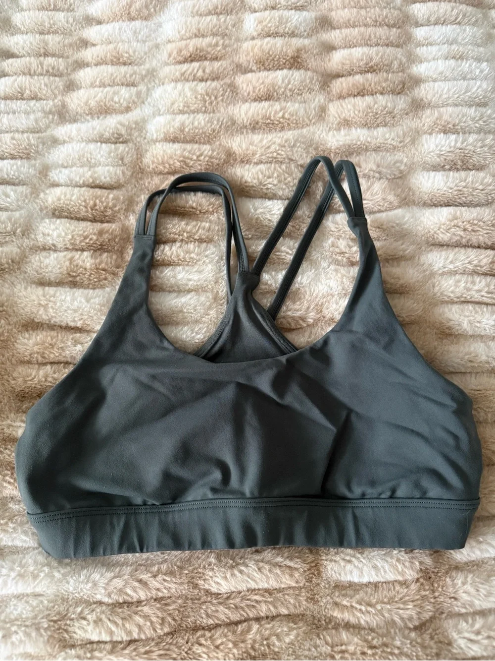 ALO Yoga Hunter Green Strappy Sports Bra